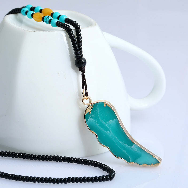 Wholesale National style natural turquoise necklace